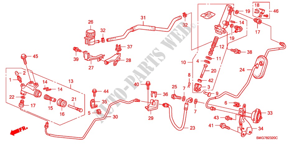 CLUTCH MASTER CYLINDER (LH) (1.4L) (1.8L) for Honda CIVIC 1.8 SPORT 5 Doors 6 speed manual 2006