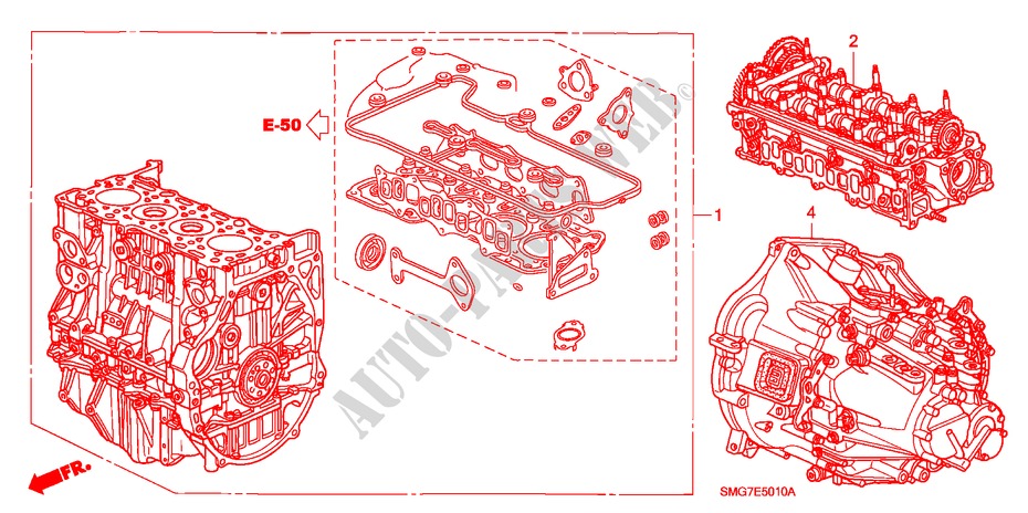 ENGINE ASSY./TRANSMISSION  ASSY. (DIESEL) for Honda CIVIC 2.2 ES 5 Doors 6 speed manual 2008