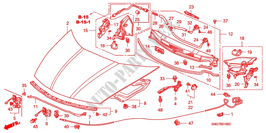 ENGINE HOOD (LH) for Honda CIVIC 2.2 COMFORT    DPF 5 Doors 6 speed manual 2007