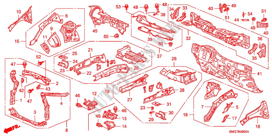 FRONT BULKHEAD/DASHBOARD for Honda CIVIC 1.8 ES 5 Doors 6 speed manual 2007