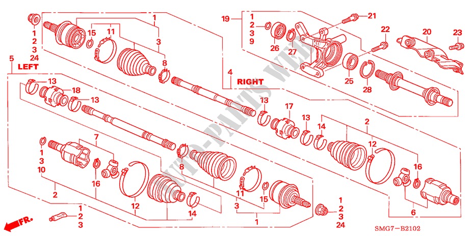 FRONT DRIVESHAFT/ HALF SHAFT (DIESEL) for Honda CIVIC 2.2 BASE 5 Doors 6 speed manual 2006