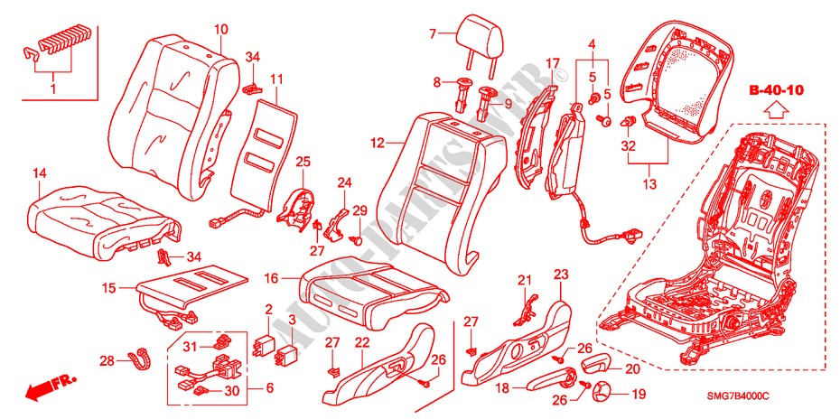 FRONT SEAT (L.) for Honda CIVIC 1.8 SPORT 5 Doors Intelligent Manual Transmission 2006