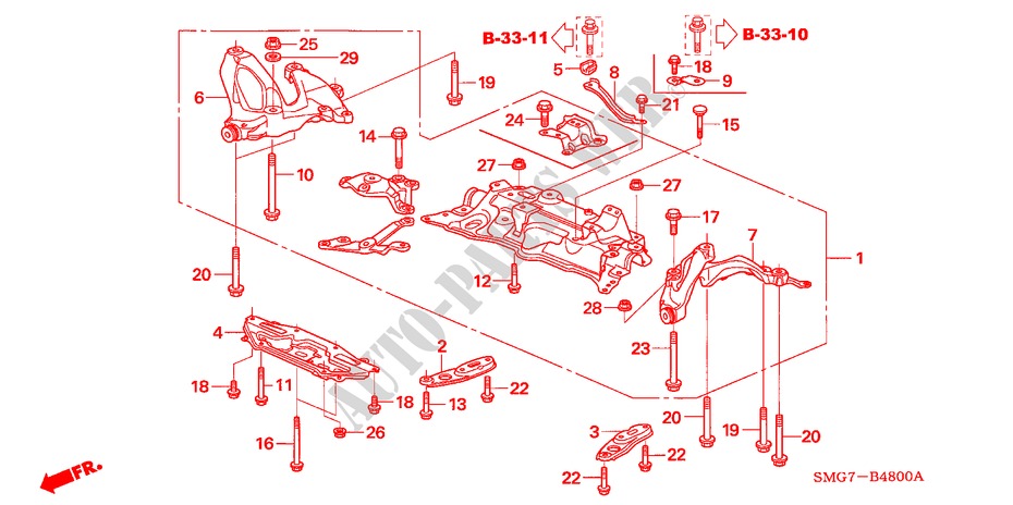 FRONT SUB FRAME for Honda CIVIC 1.8 SE 5 Doors Intelligent Manual Transmission 2008