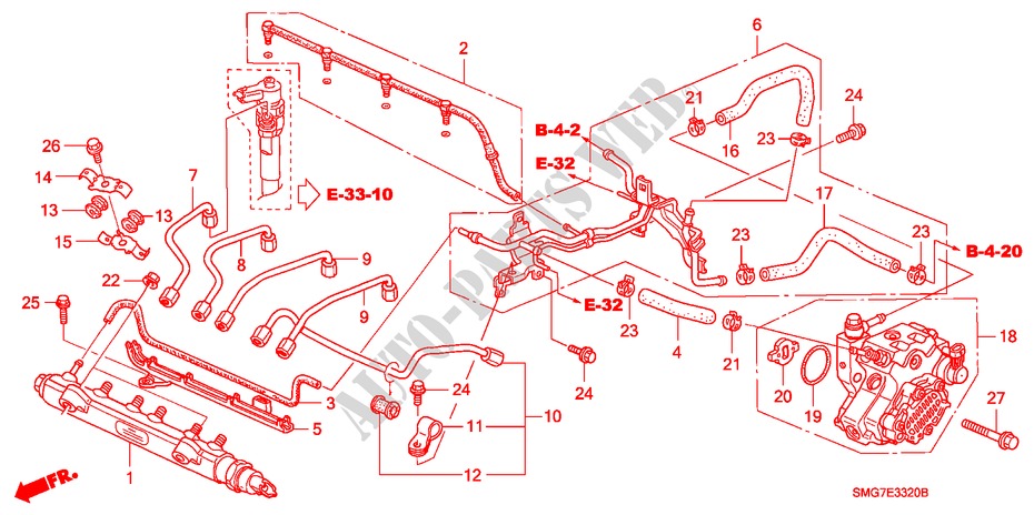 FUEL RAIL/HIGH PRESSURE P UMP (DIESEL) for Honda CIVIC 2.2 BASE 5 Doors 6 speed manual 2006