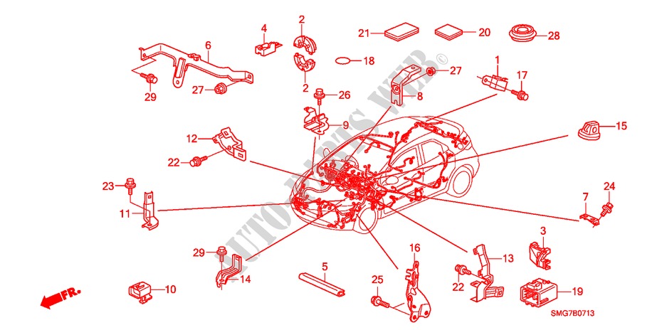 HARNESS BAND/BRACKET (RH) (2) for Honda CIVIC 1.4 SE 5 Doors 6 speed manual 2006