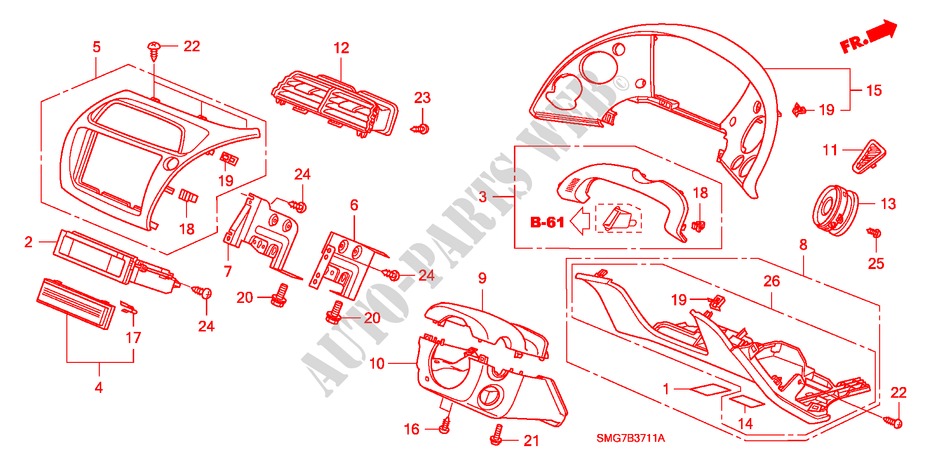 INSTRUMENT PANEL GARNISH (RH)(DRIVER SIDE) for Honda CIVIC 1.4 SE 5 Doors 6 speed manual 2006