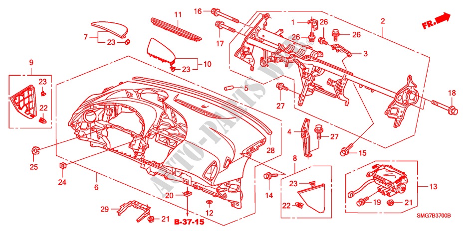 INSTRUMENT PANEL (LH) for Honda CIVIC 2.2 COMFORT    DPF 5 Doors 6 speed manual 2007