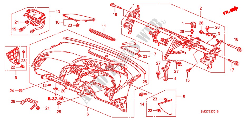 INSTRUMENT PANEL (RH) for Honda CIVIC 2.2 ES 5 Doors 6 speed manual 2008