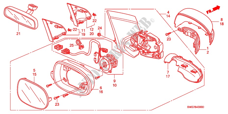 MIRROR for Honda CIVIC 1.8 SPORT 5 Doors Intelligent Manual Transmission 2006