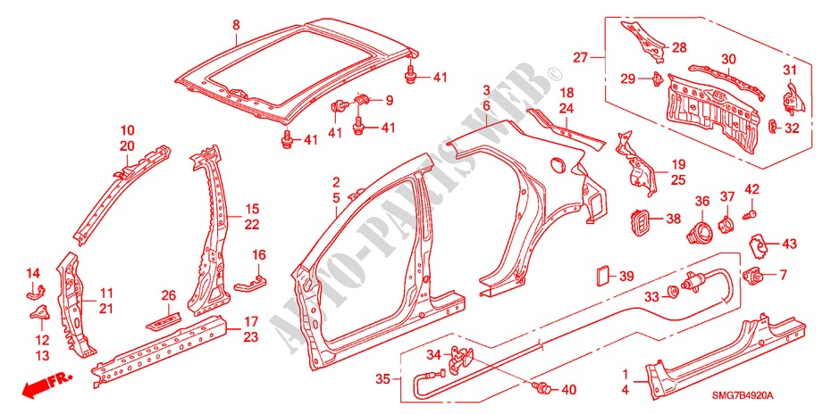OUTER PANELS/REAR PANEL for Honda CIVIC 1.8 SPORT 5 Doors Intelligent Manual Transmission 2006