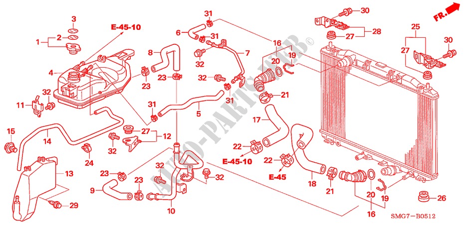 RADIATOR HOSE/RESERVE TAN K (DIESEL) for Honda CIVIC 2.2 COMFORT    DPF 5 Doors 6 speed manual 2007