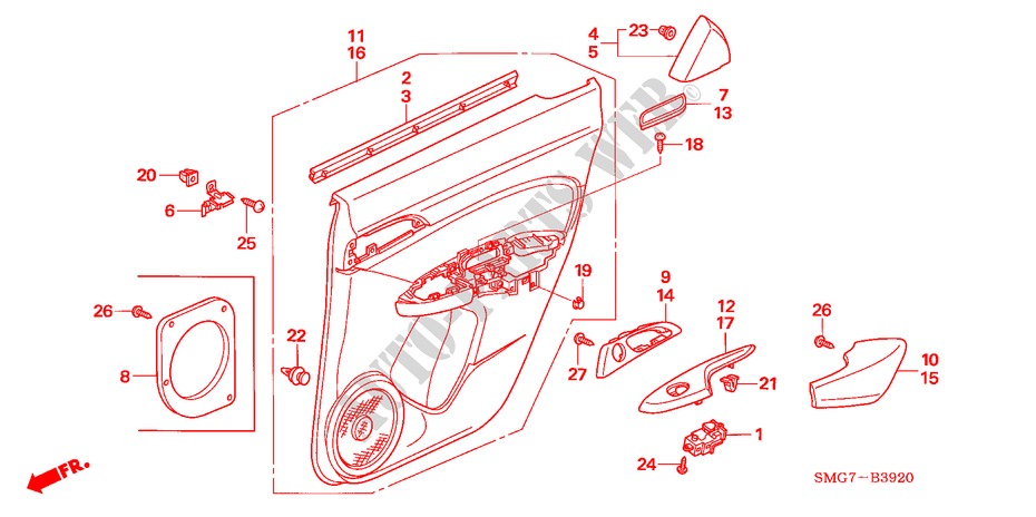 REAR DOOR LINING for Honda CIVIC 1.4 BASE 5 Doors Intelligent Manual Transmission 2006