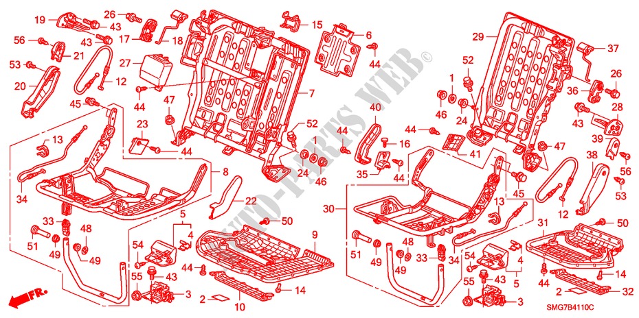 REAR SEAT COMPONENTS for Honda CIVIC 1.8 ES 5 Doors 6 speed manual 2007