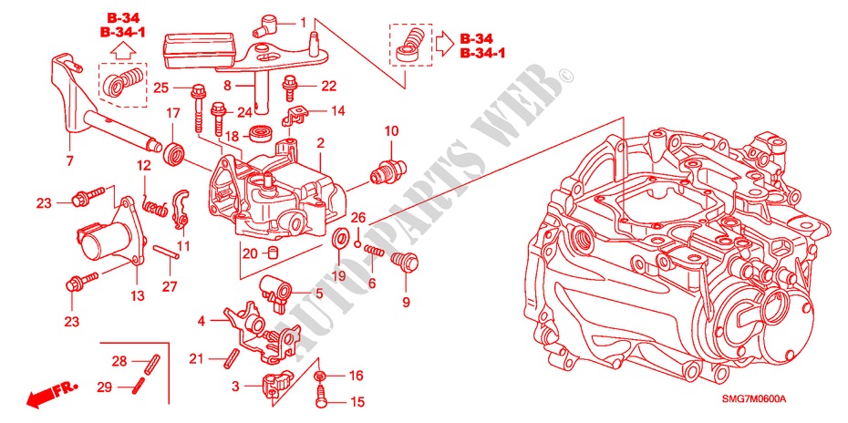 SHIFT ARM/SHIFT LEVER (1.4L)(1.8L) for Honda CIVIC 1.8 SPORT 5 Doors 6 speed manual 2006