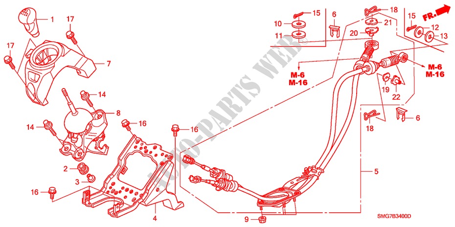 SHIFT LEVER (LH) for Honda CIVIC 2.2 BASE 5 Doors 6 speed manual 2006