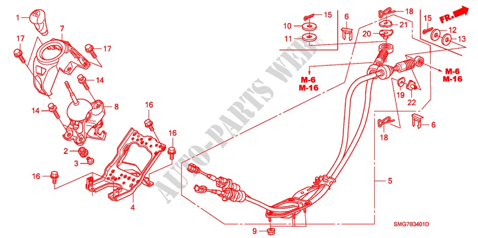 SHIFT LEVER (RH) for Honda CIVIC 1.8 ES 5 Doors 6 speed manual 2007