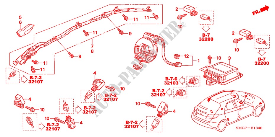 SRS UNIT (LH) for Honda CIVIC 2.2 BASE 5 Doors 6 speed manual 2006