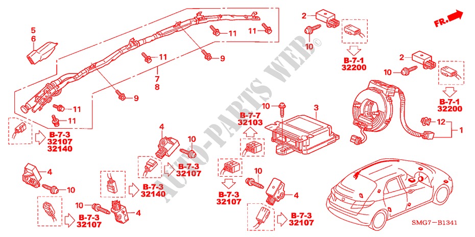 SRS UNIT (RH) for Honda CIVIC 1.8 SE 5 Doors 6 speed manual 2006