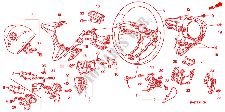 STEERING WHEEL (SRS) for Honda CIVIC 1.8 SPORT 5 Doors 6 speed manual 2006