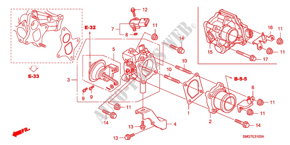 SWIRL CONTROL VALVE (DIESEL) for Honda CIVIC 2.2 BASE 5 Doors 6 speed manual 2006