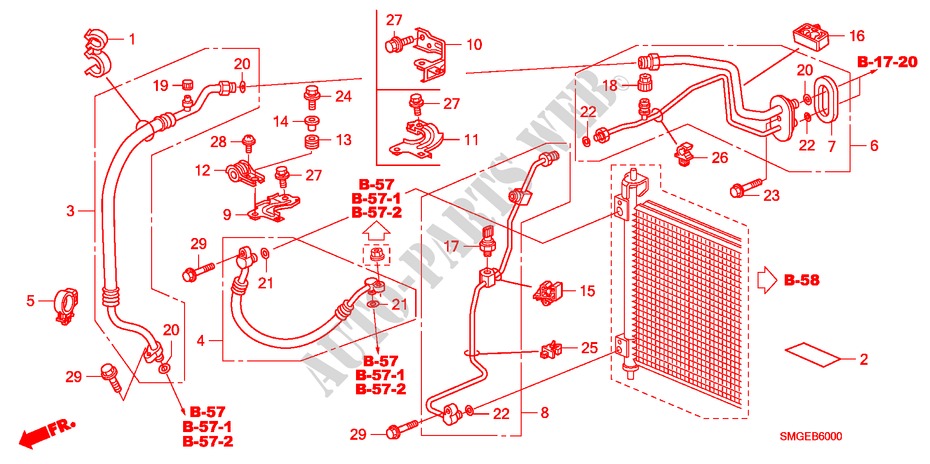 AIR CONDITIONER(HOSES/PIP ES)(LH) for Honda CIVIC 1.8 EXECUTIVE 5 Doors 6 speed manual 2009