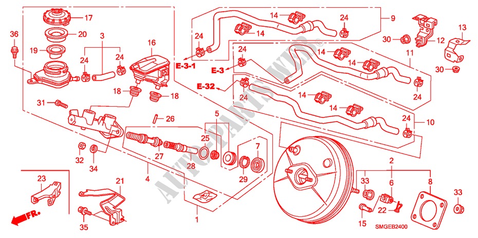 BRAKE MASTER CYLINDER/MAS TER POWER(LH) for Honda CIVIC 1.8 EXECUTIVE 5 Doors 6 speed manual 2009