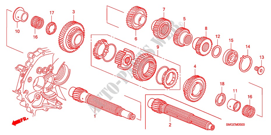 COUNTERSHAFT(1.4L)(1.8L) for Honda CIVIC 1.8 BASE 5 Doors 6 speed manual 2010