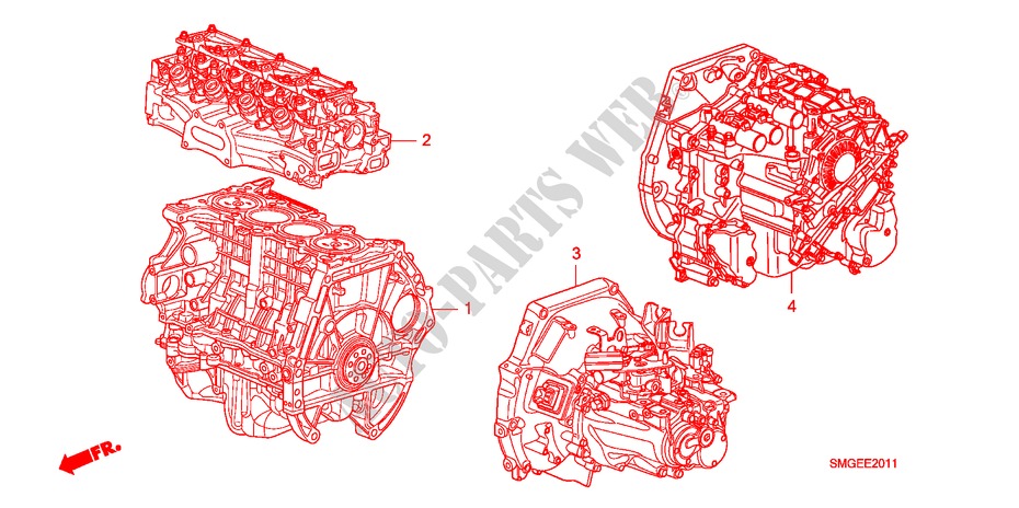 ENGINE ASSY./TRANSMISSION  ASSY.(1.8L) for Honda CIVIC 1.8 SPORT 5 Doors 6 speed manual 2010