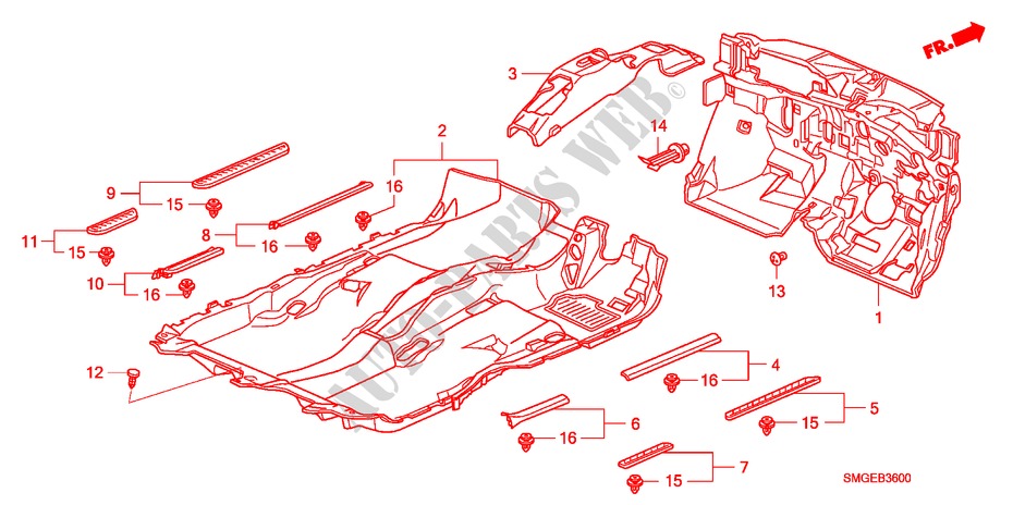 FLOOR MAT for Honda CIVIC 1.4 GT 5 Doors 6 speed manual 2010