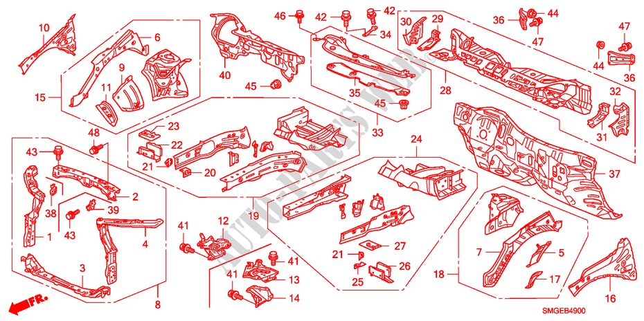 FRONT BULKHEAD/DASHBOARD for Honda CIVIC 1.4 SPORT 5 Doors 6 speed manual 2009