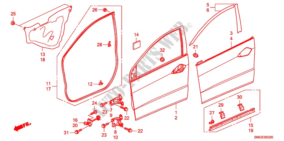 FRONT DOOR PANELS for Honda CIVIC 1.4 SPORT 5 Doors 6 speed manual 2009