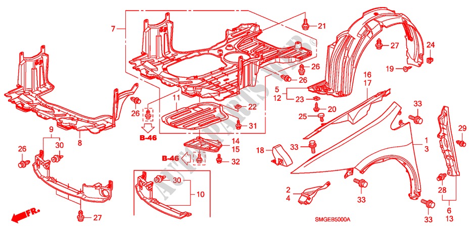 FRONT FENDERS for Honda CIVIC 1.4 SPORT 5 Doors 6 speed manual 2009