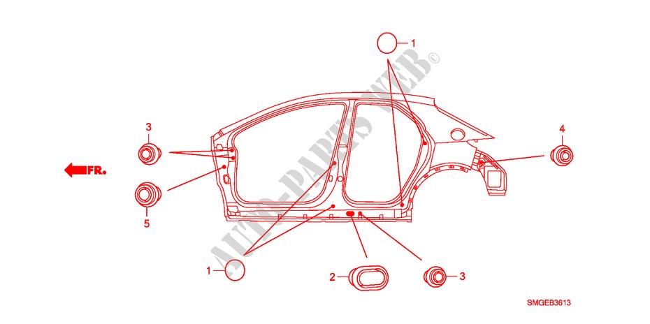 GROMMET(SIDE) for Honda CIVIC 1.8 COMFORT 5 Doors 5 speed automatic 2010