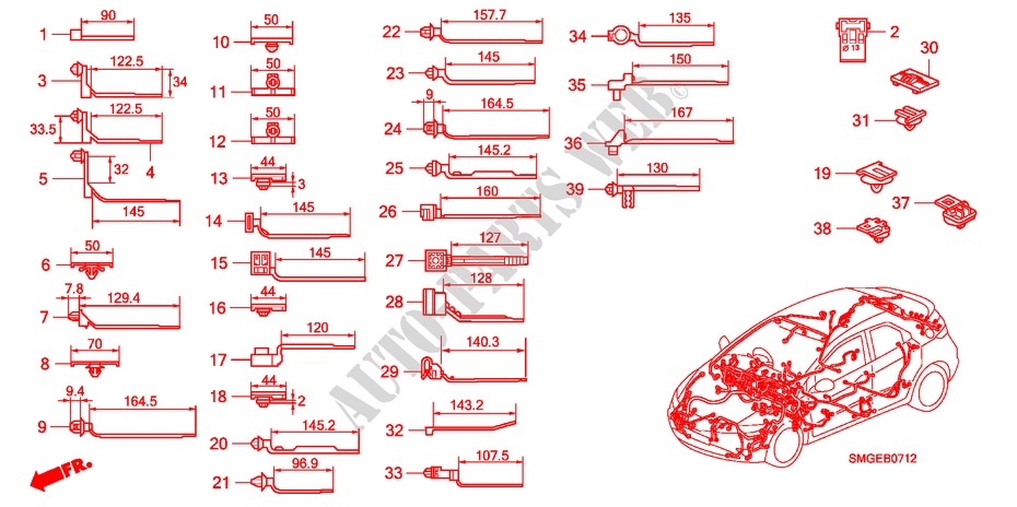 HARNESS BAND/BRACKET(RH)( 1) for Honda CIVIC 2.2 VXI 5 Doors 6 speed manual 2010