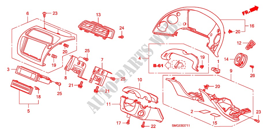 INSTRUMENT PANEL GARNISH( RH)(DRIVER SIDE) for Honda CIVIC 2.2 VXI 5 Doors 6 speed manual 2010