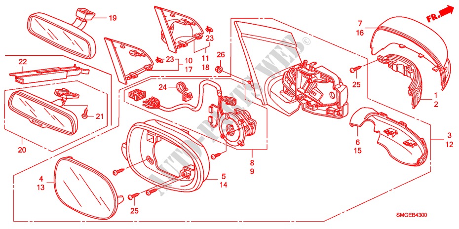 MIRROR for Honda CIVIC 1.4 SPORT 5 Doors 6 speed manual 2009