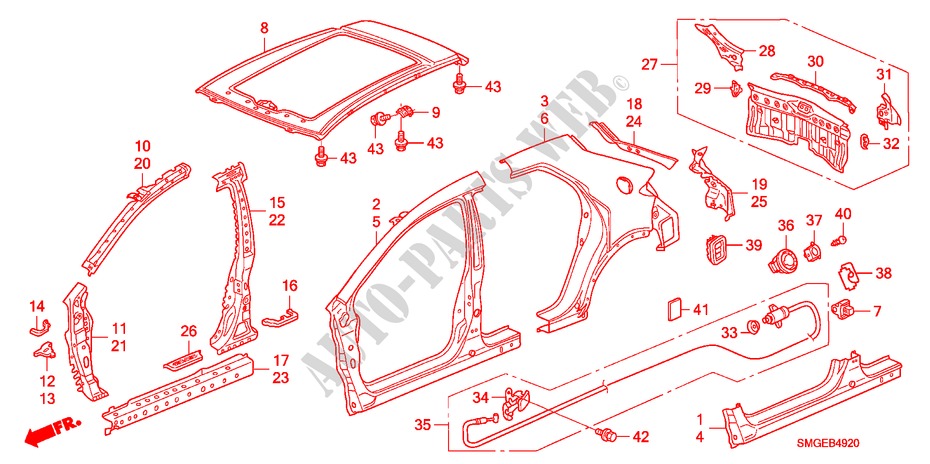 OUTER PANELS/REAR PANEL for Honda CIVIC 1.8 BASE 5 Doors 5 speed automatic 2009