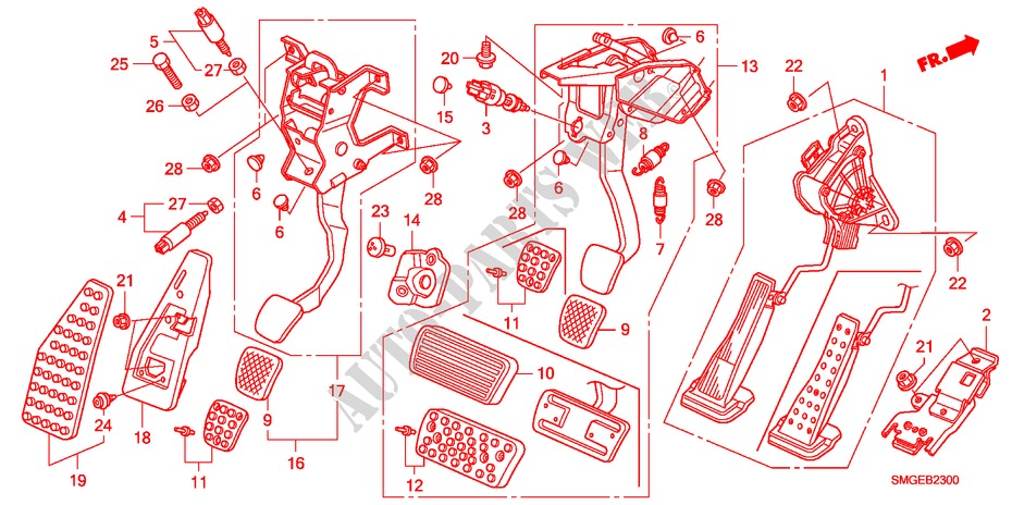 PEDAL(LH) for Honda CIVIC 1.4 SPORT 5 Doors 6 speed manual 2009