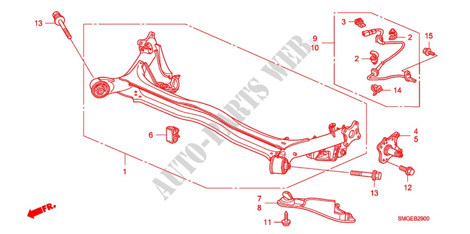 REAR LOWER ARM for Honda CIVIC 1.4 SPORT 5 Doors 6 speed manual 2009