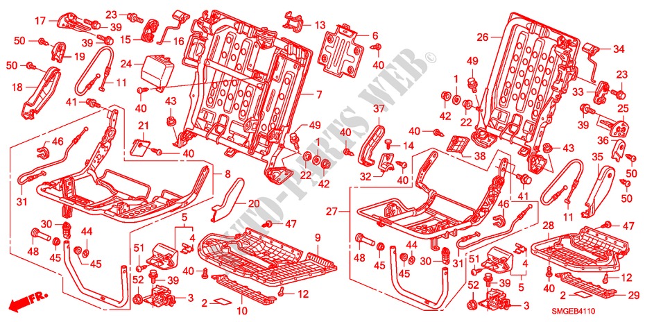 REAR SEAT COMPONENTS for Honda CIVIC 1.4 SPORT 5 Doors Intelligent Manual Transmission 2010