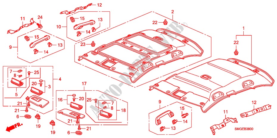 ROOF LINING for Honda CIVIC 1.8 SPORT 5 Doors 6 speed manual 2010