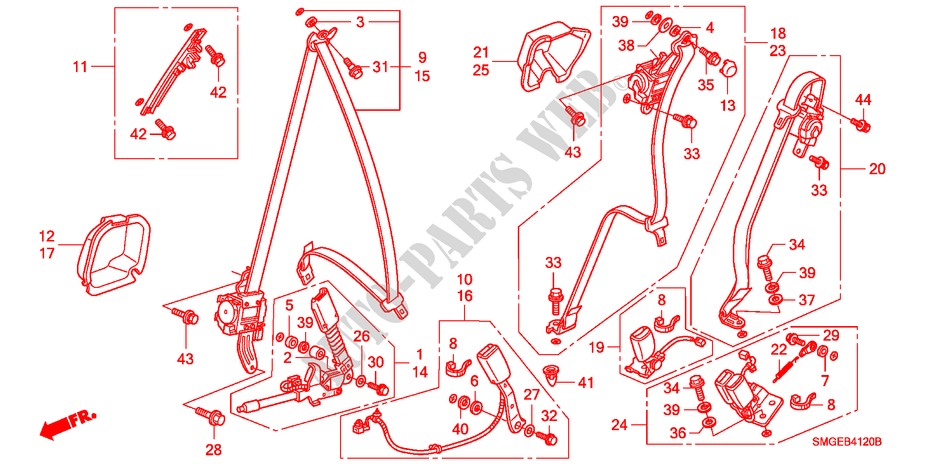 SEATBELTS for Honda CIVIC 1.4 SPORT 5 Doors 6 speed manual 2009