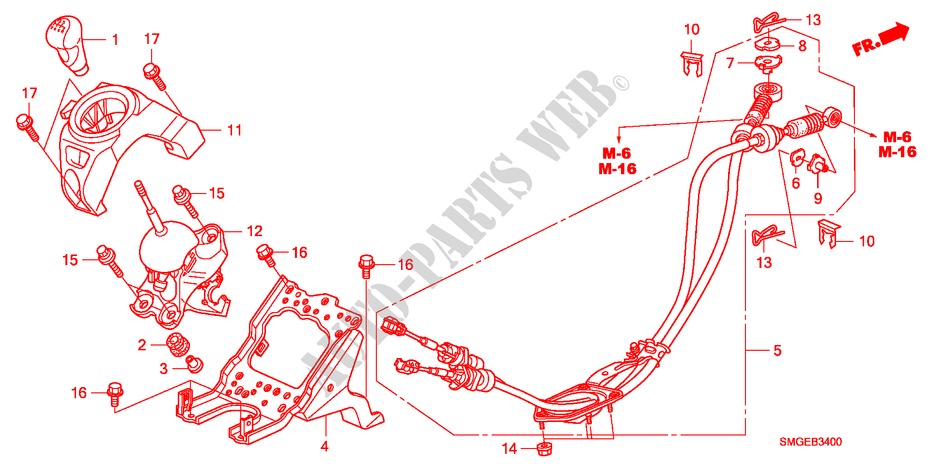 SHIFT LEVER(LH) for Honda CIVIC 1.4 SPORT 5 Doors 6 speed manual 2009