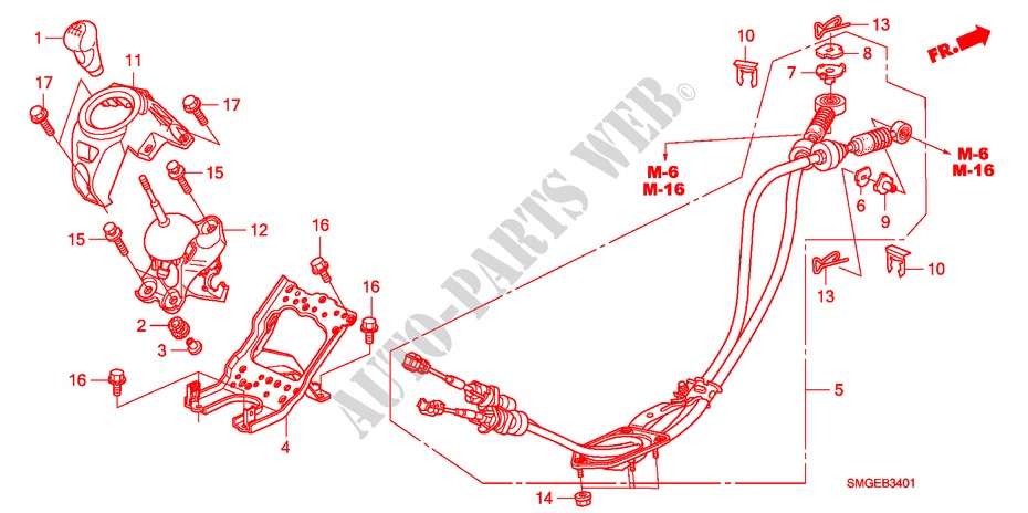 SHIFT LEVER(RH) for Honda CIVIC 2.2 VXI 5 Doors 6 speed manual 2010
