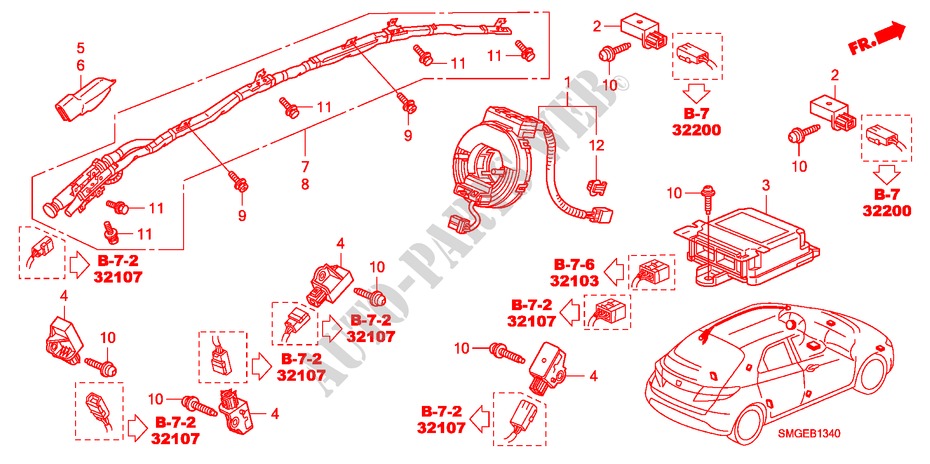 SRS UNIT(LH) for Honda CIVIC 1.8 SPORT 5 Doors 6 speed manual 2010