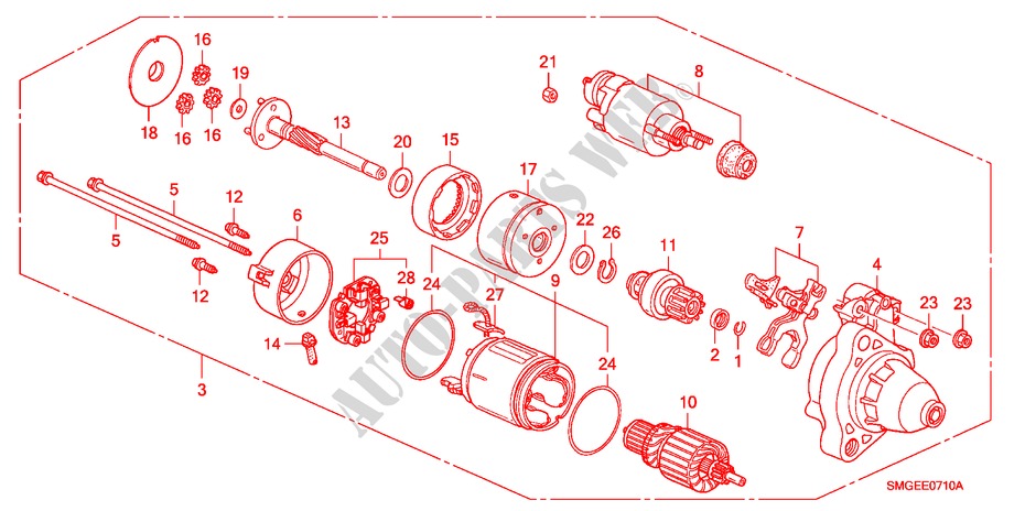 STARTER MOTOR(DENSO)(1.4L ) for Honda CIVIC 1.4 SPT LPG 5 Doors 6 speed manual 2010