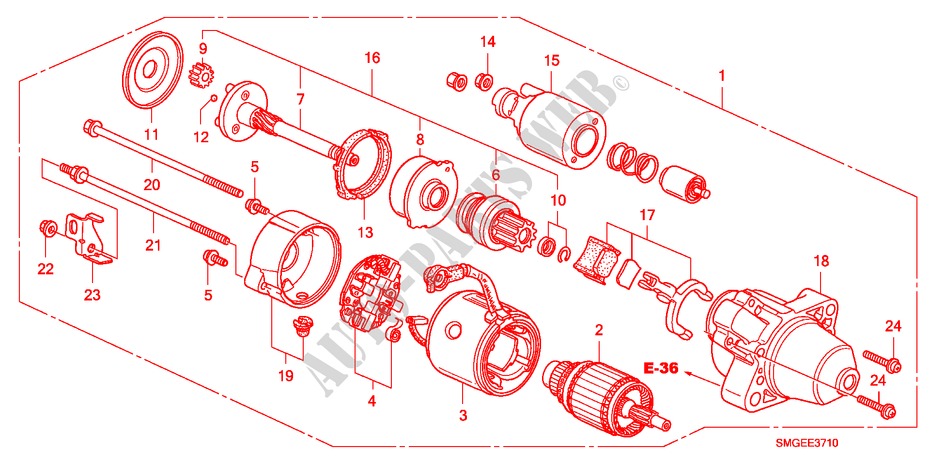 STARTER MOTOR(MITSUBISHI) (DIESEL) for Honda CIVIC 2.2 VXI 5 Doors 6 speed manual 2010