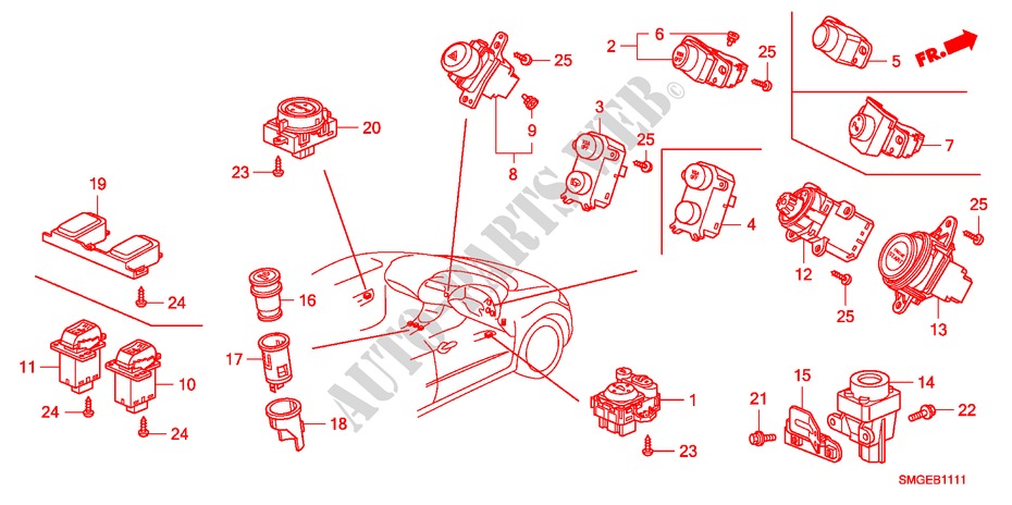 SWITCH(RH) for Honda CIVIC 2.2 VXI 5 Doors 6 speed manual 2010