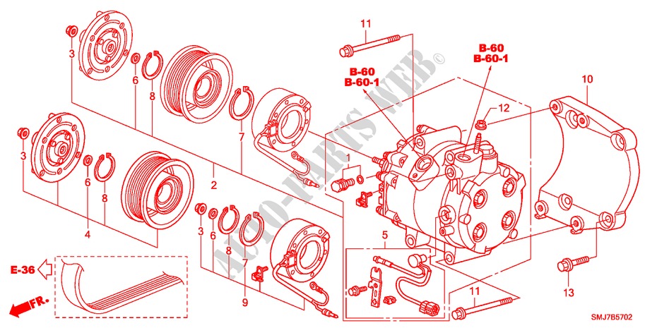 AIR CONDITIONER(COMPRESSO R)(DIESEL) for Honda CIVIC 2.2SPORT 5 Doors 6 speed manual 2011