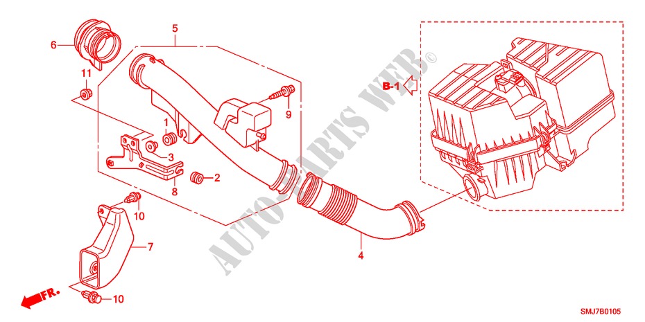 AIR INTAKE TUBE(1.4L) for Honda CIVIC 1.4BASE 5 Doors Intelligent Manual Transmission 2011